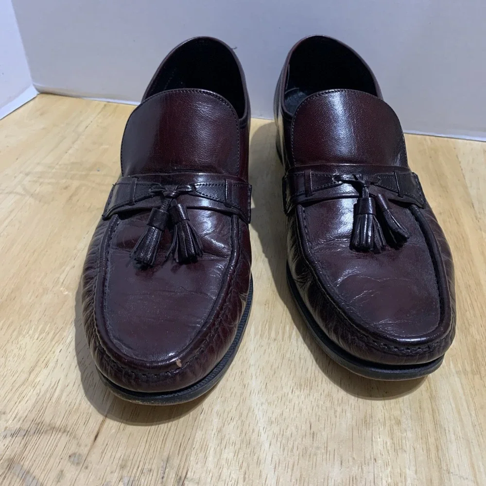 Florsheim Shoes Men Size 10.5 D Loafers Maroon Leather Slip On Dress Formal